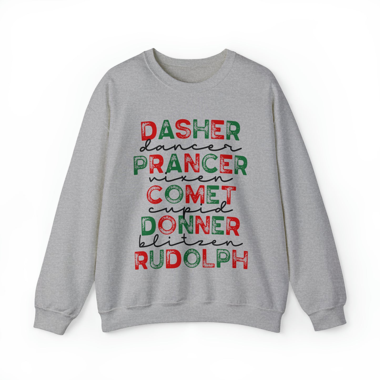 Santa's Reindeer List Red & Green Women's Christmas Crewneck Sweatshirt