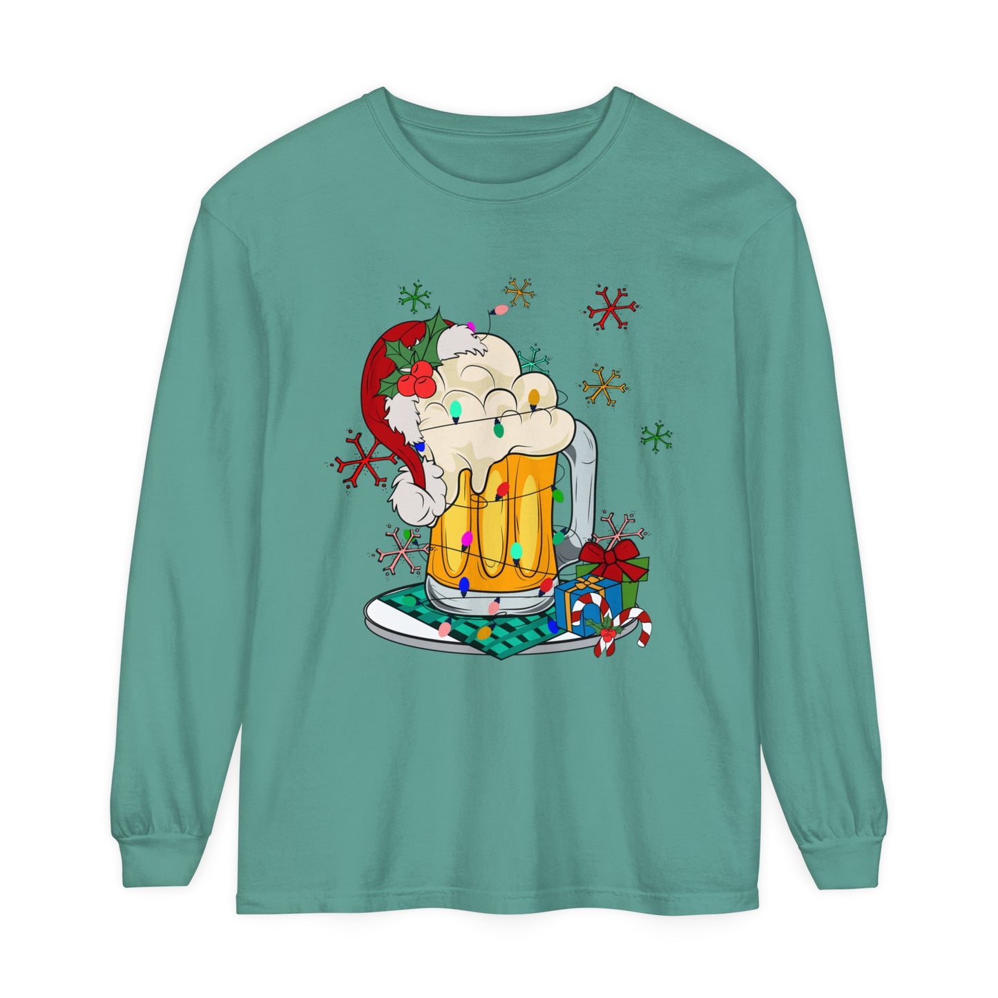 Funny Christmas Beer Adult Loose Long Sleeve T-Shirt