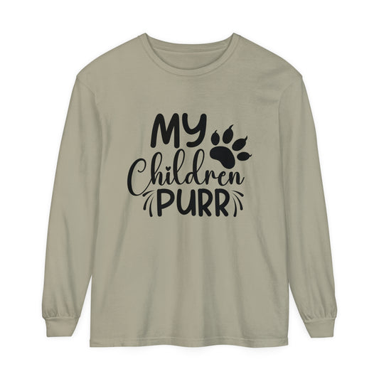 My Children Purr Cat Mom Women's Loose Long Sleeve T-Shirt