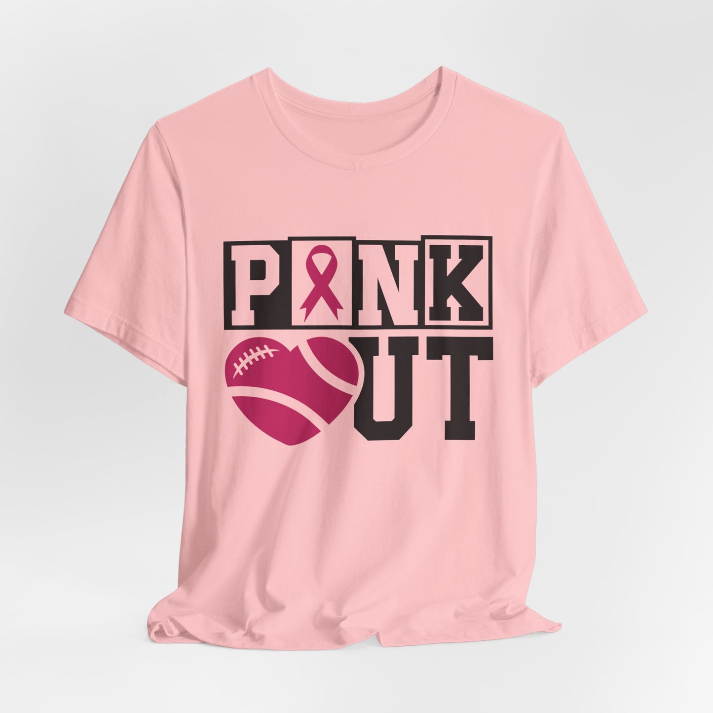 Pink Out Women's Blocked Lettering Breast Cancer Awareness Short Sleeve Tee