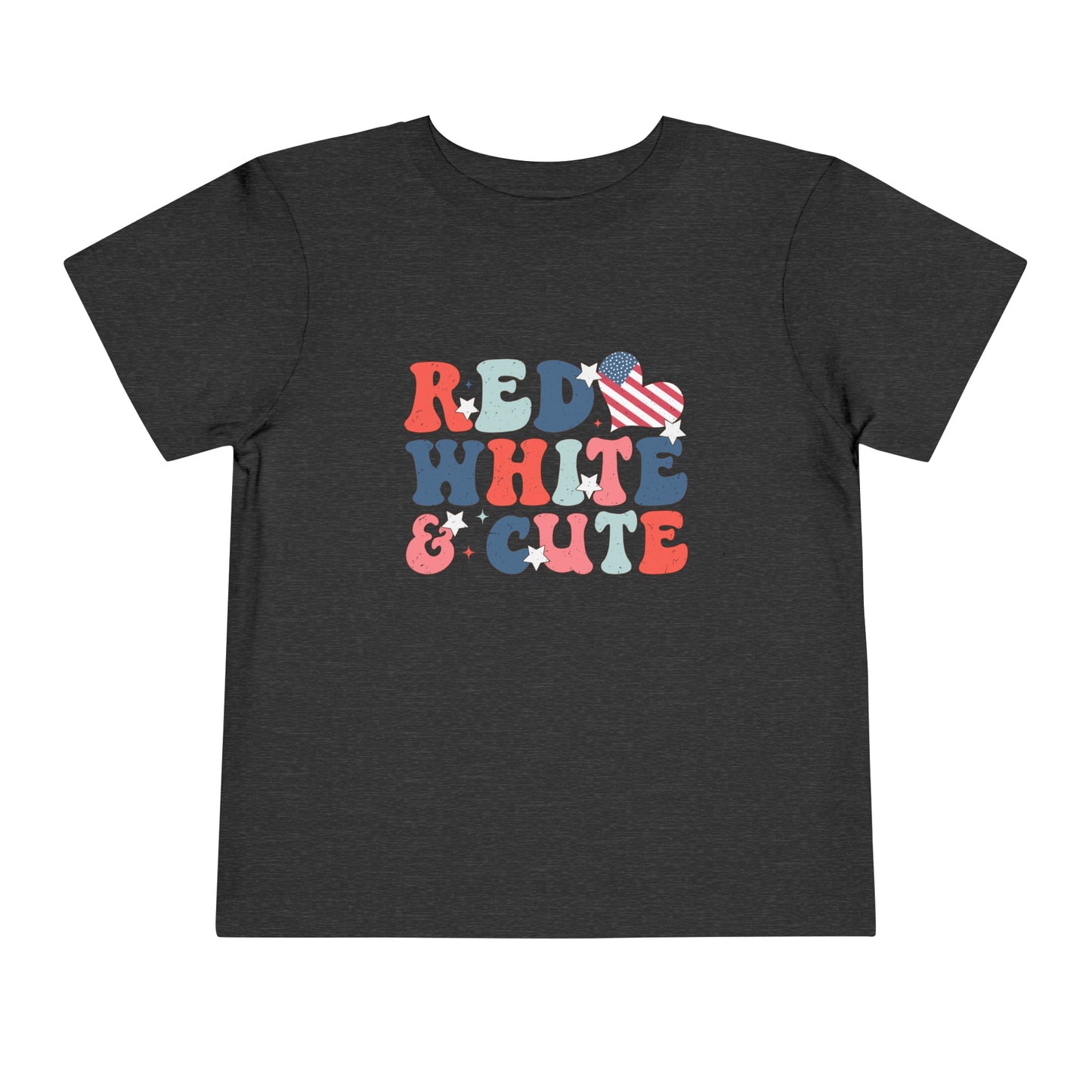 Red White & Cute America 4th of July Toddler Short Sleeve Tee