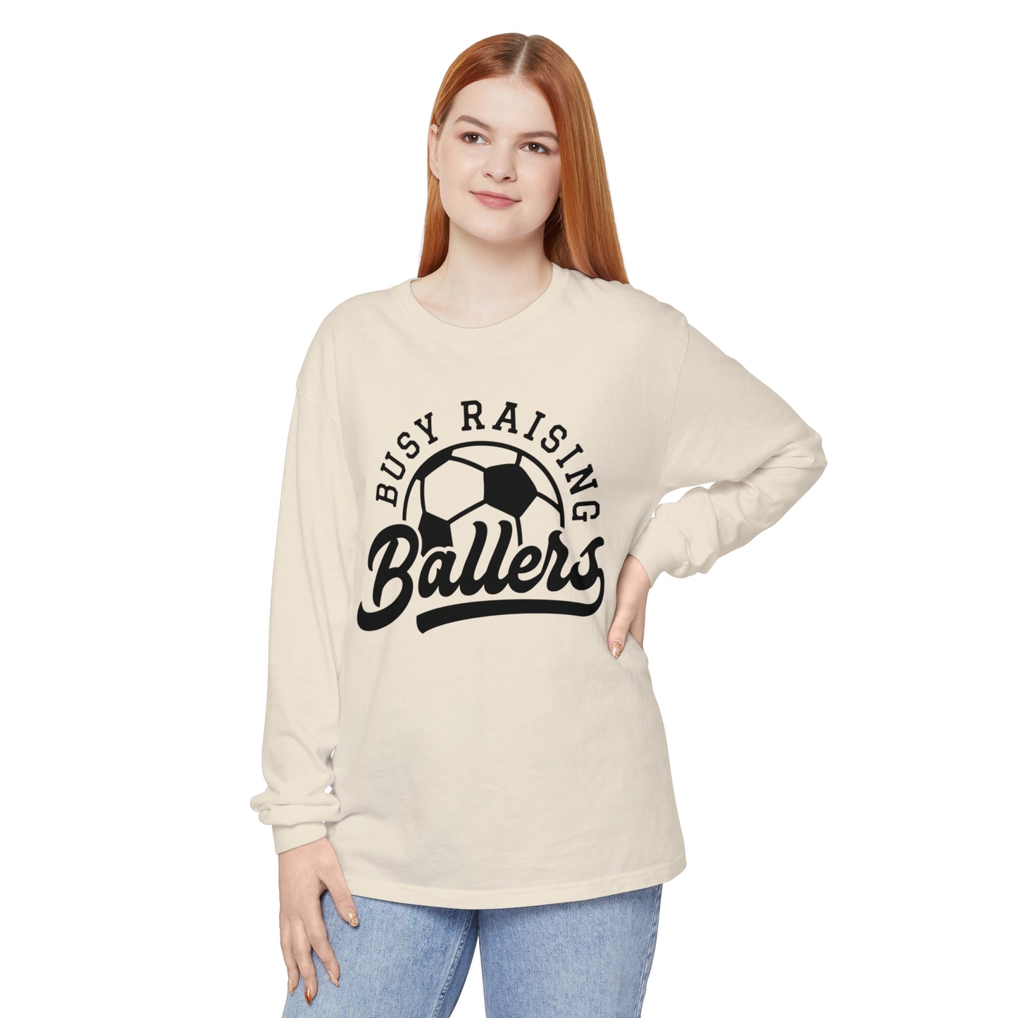 Busy Raising Ballers Soccer Mom and Dad Long Sleeve T-Shirt