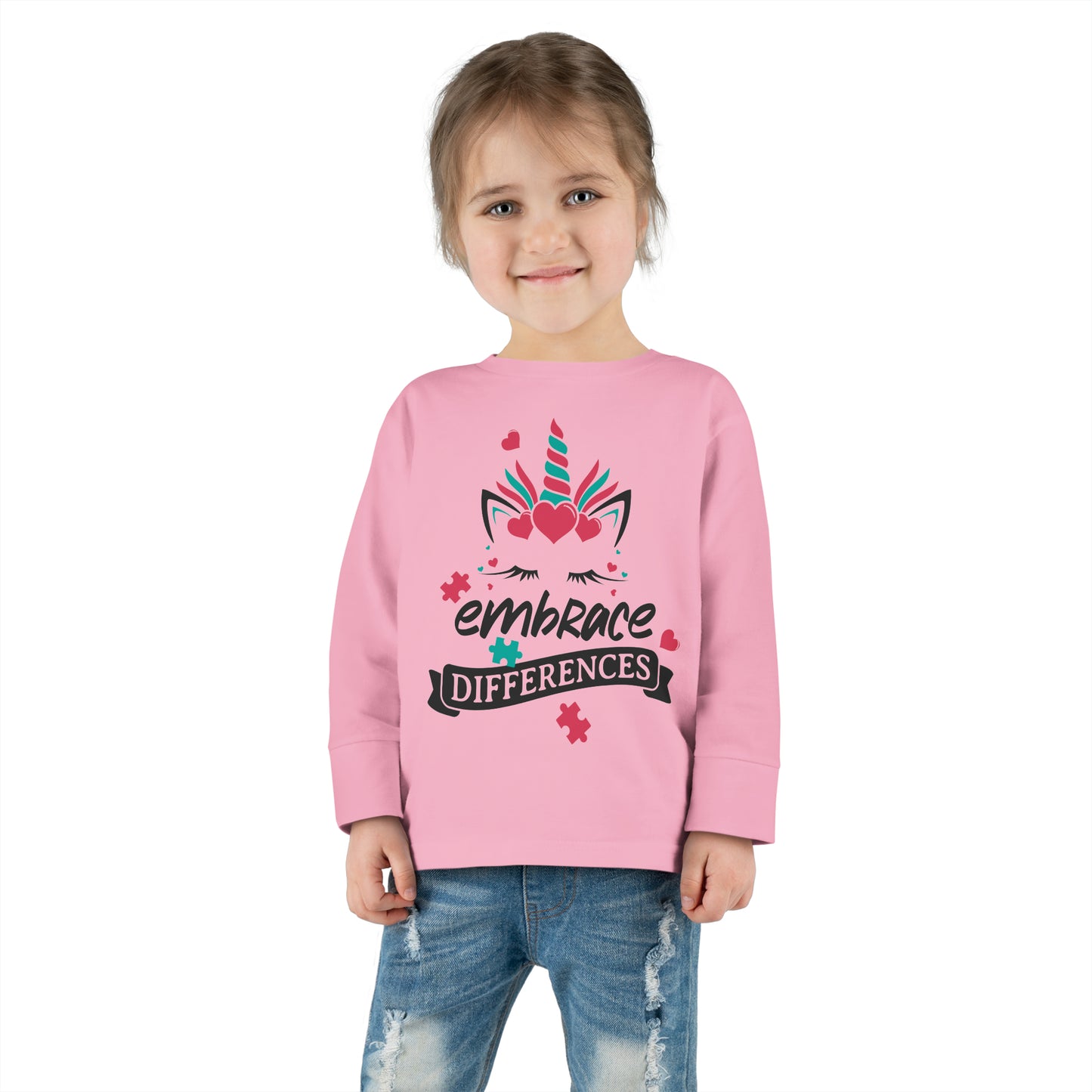 Embrace Differences Unicorn Autism Toddler Long Sleeve Tee