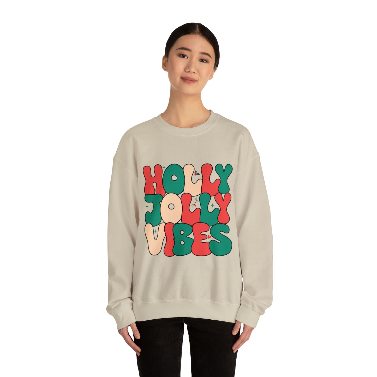 Holly Jolly Vibes Women's Christmas Winter Crewneck Sweatshirt