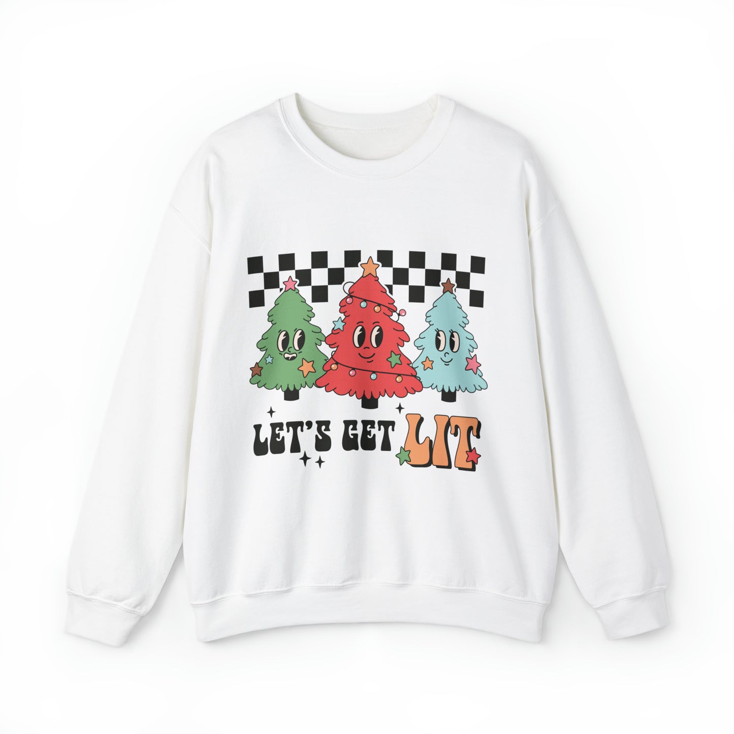Let's get lit Christmas Tree Funny Adult Crewneck Sweatshirt