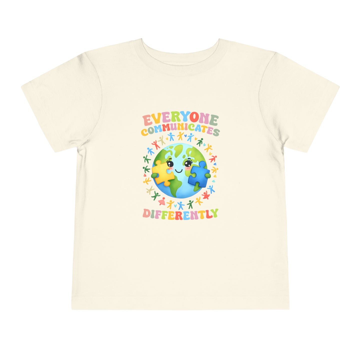 Everyone Communicates Differently Autism Awareness Advocate Toddler Short Sleeve Tee