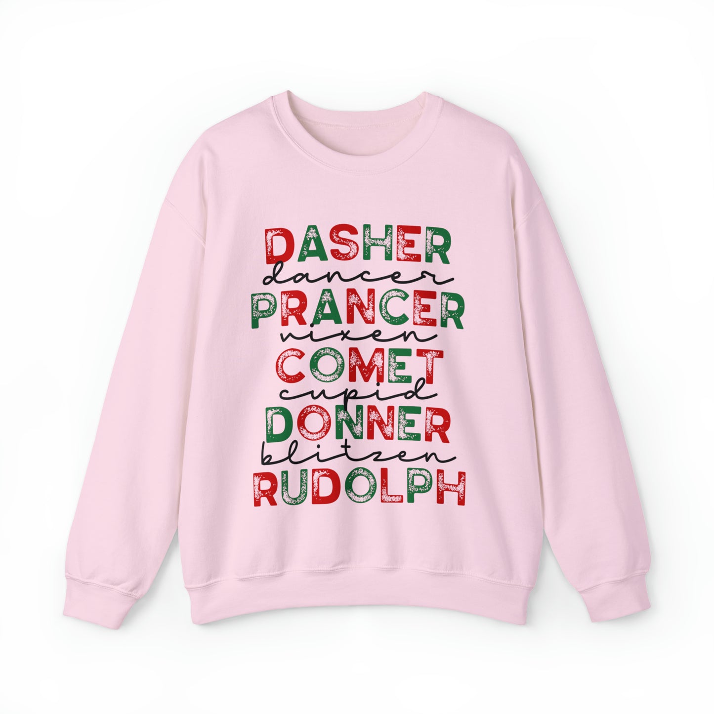 Santa's Reindeer List Red & Green Women's Christmas Crewneck Sweatshirt