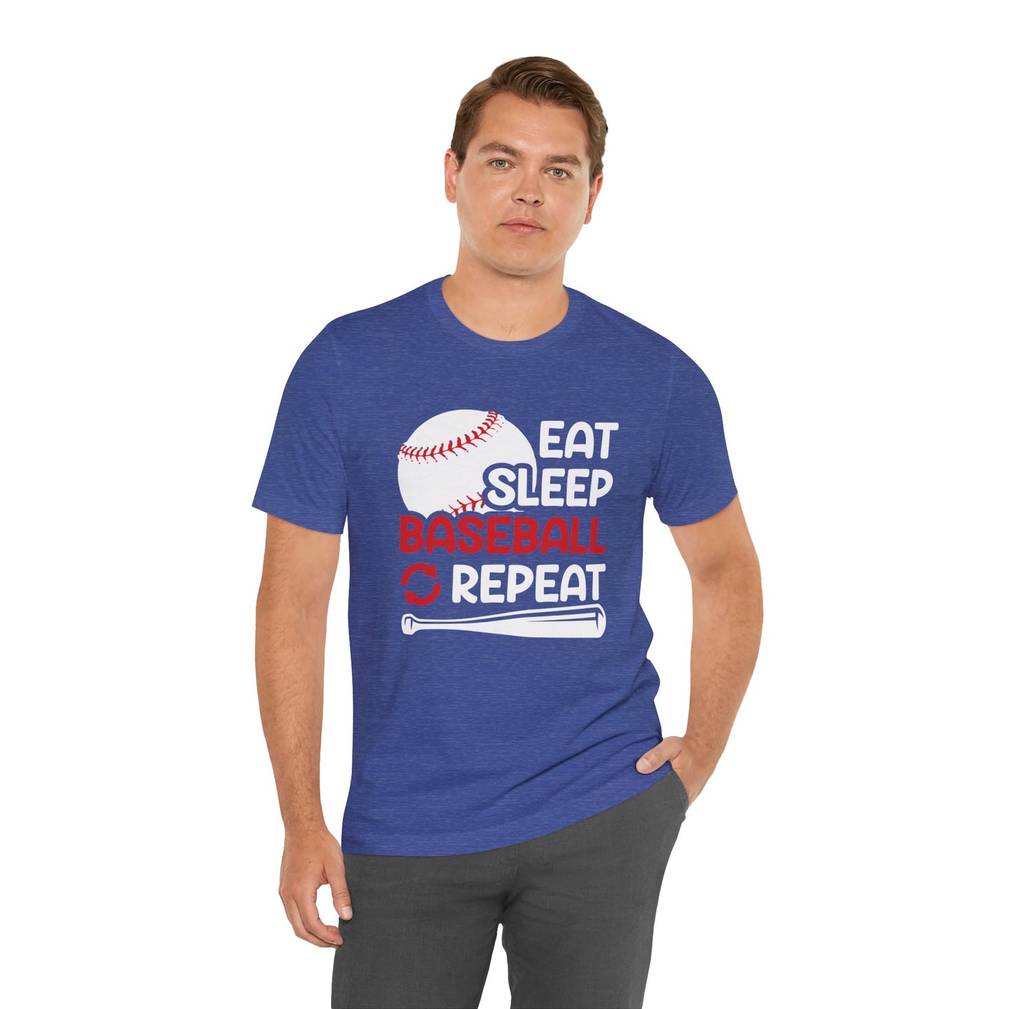 Eat Sleep Baseball Repeat Adult Unisex Baseball Short Sleeve Shirt