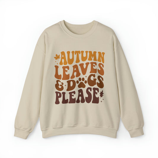 Autumn Leaves and Dogs Please Crewneck Sweatshirt