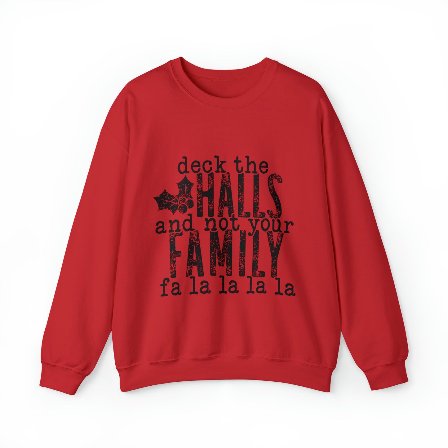 Deck the Halls Family Unisex Adult Funny Christmas Shirt with Black