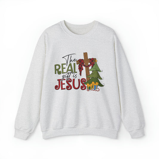 The Real Gift is Jesus Christmas Sweatshirt Women's