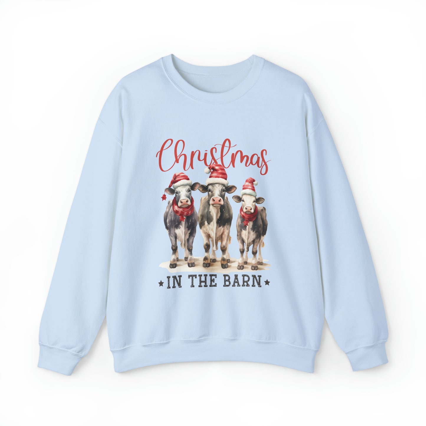 Christmas in the Barn Cows Women's Christmas Sweatshirt