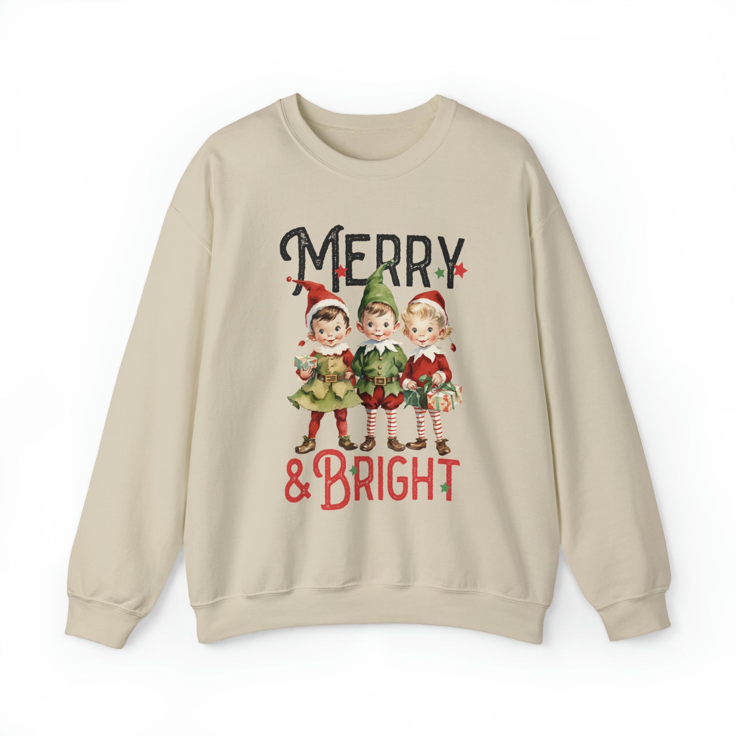 Merry and Bright Elf Women's Christmas Crewneck Sweatshirt