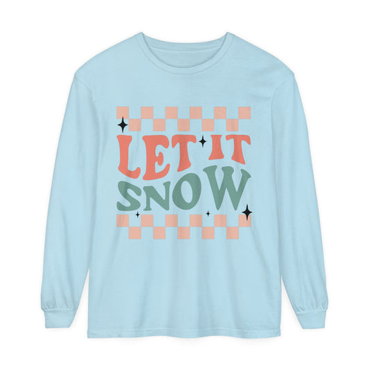 Let is Snow Women's Christmas Holiday Loose Long Sleeve T-Shirt