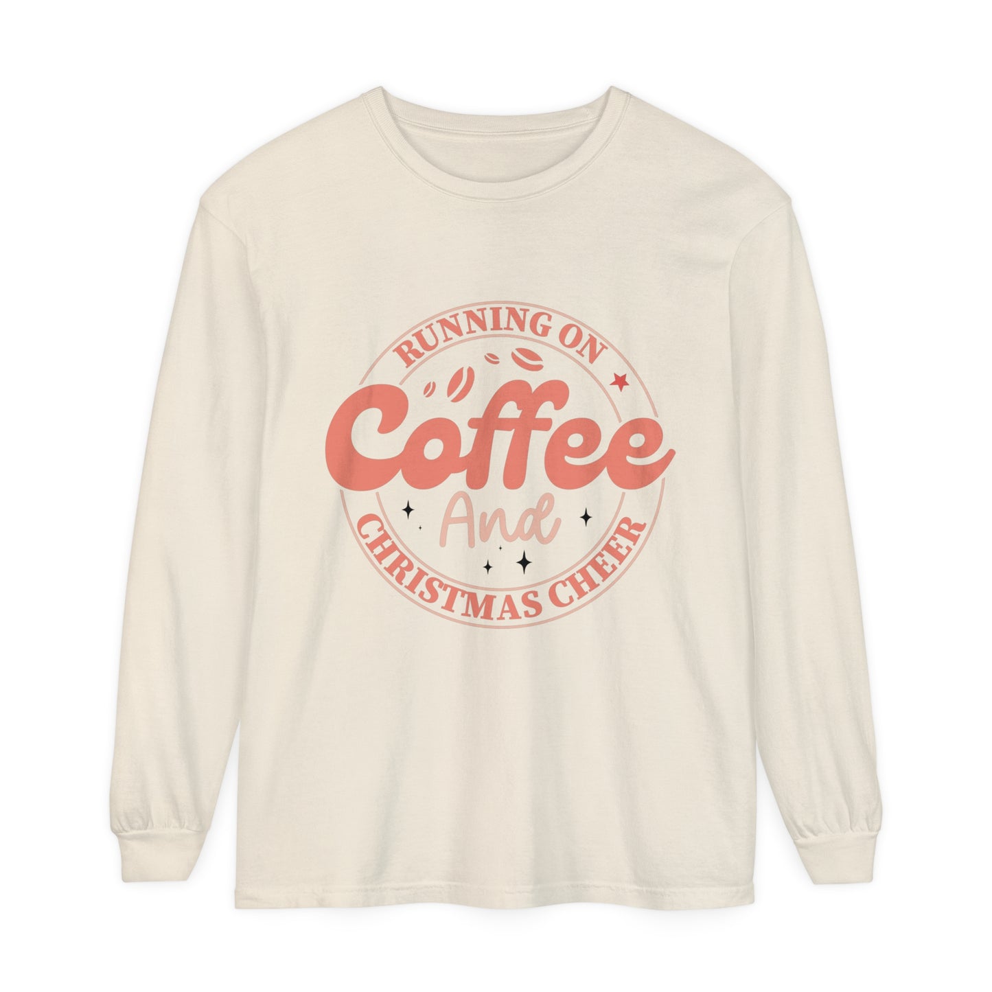 Coffee and Christmas Cheer Women's Christmas Holiday Loose Long Sleeve T-Shirt