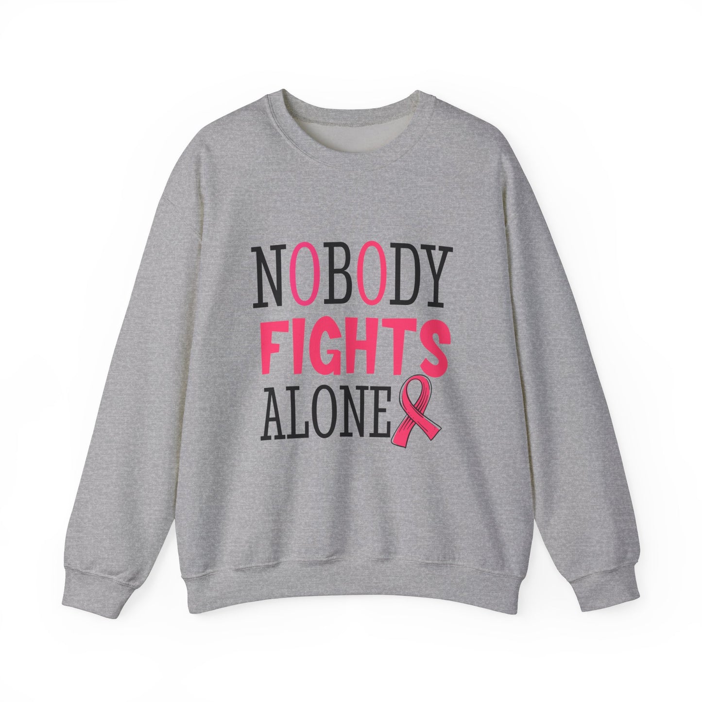 Nobody Fights Alone Breast Cancer Awareness Women's Crewneck Sweatshirt