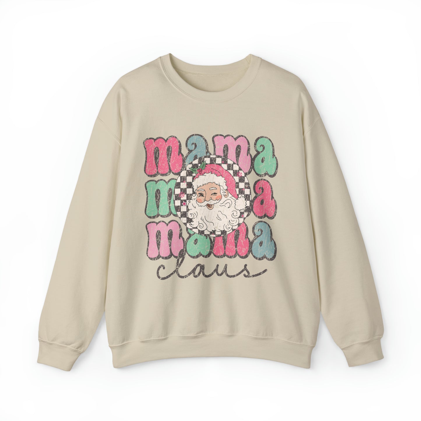 MAMA Claus Retro Distressed Women's Christmas Sweatshirt