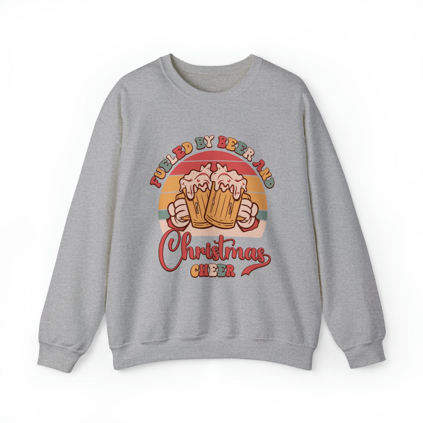 Fueled by Beer and Christmas Cheer Adult Unisex Funny Christmas Crewneck Sweatshirt