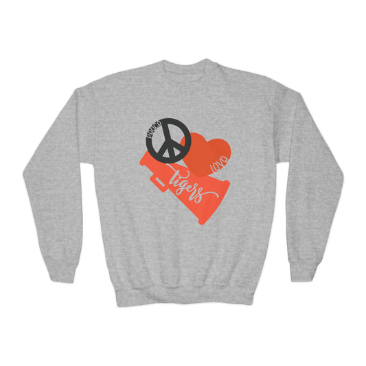 Peace Love Tigers Youth Crewneck Sweatshirt