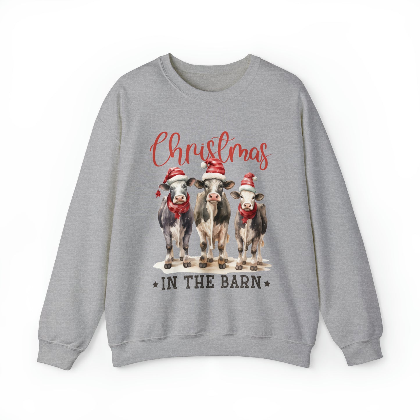 Christmas in the Barn Cows Women's Christmas Crewneck Sweatshirt