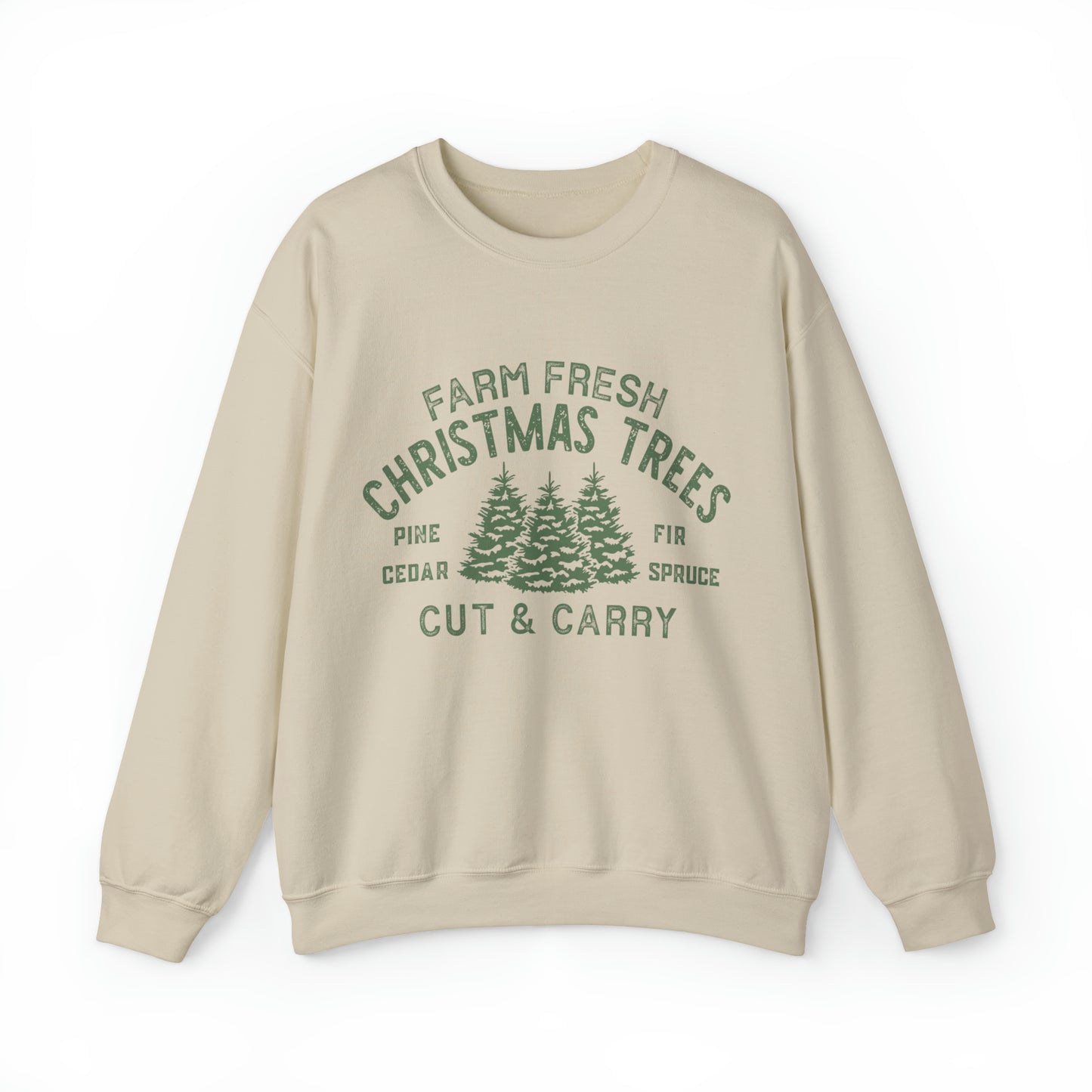 Farm Fresh Christmas Trees Women's Christmas Crewneck Sweatshirt with Green