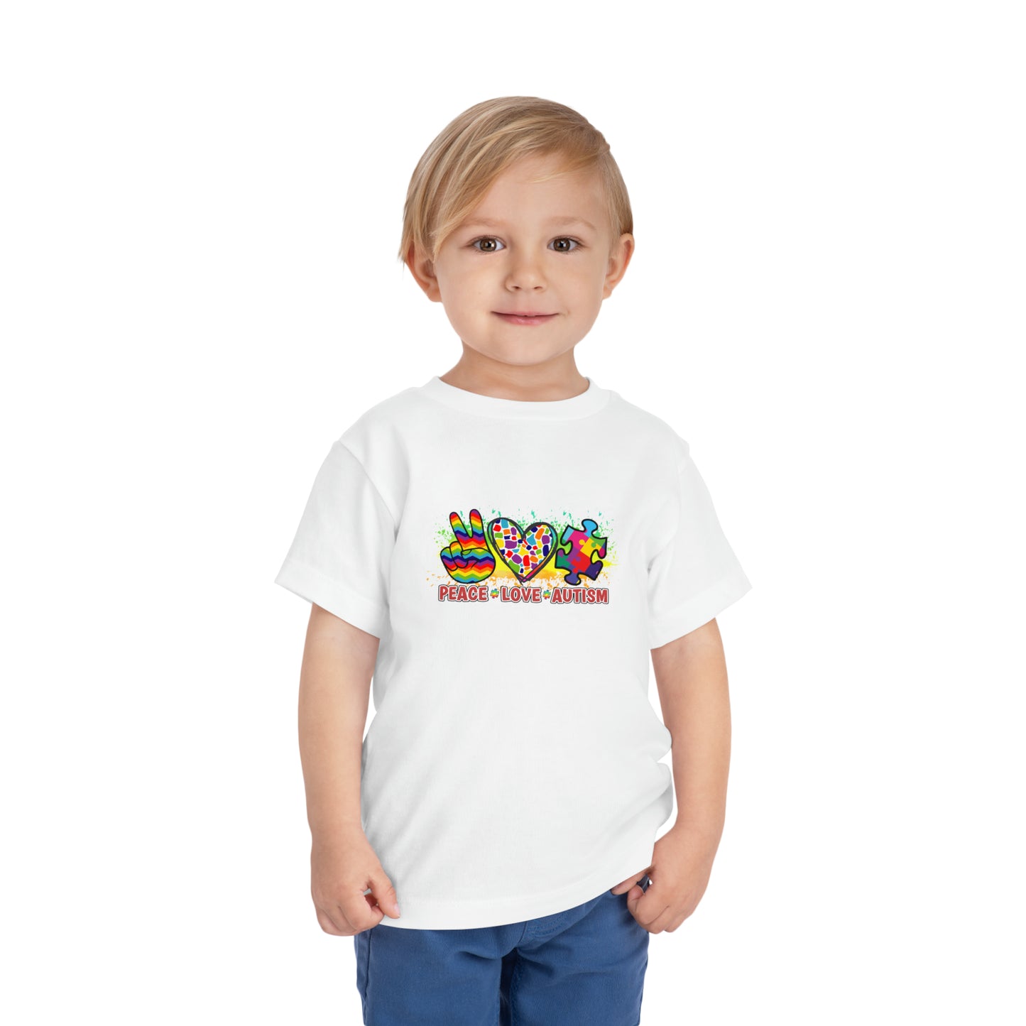 Peace Love Autism Awareness Advocate Toddler Short Sleeve Tee