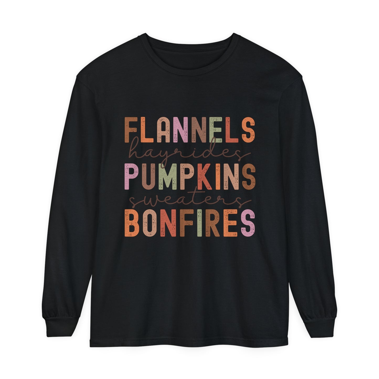 Flannels & Pumpkins Loose Long Sleeve T-Shirt