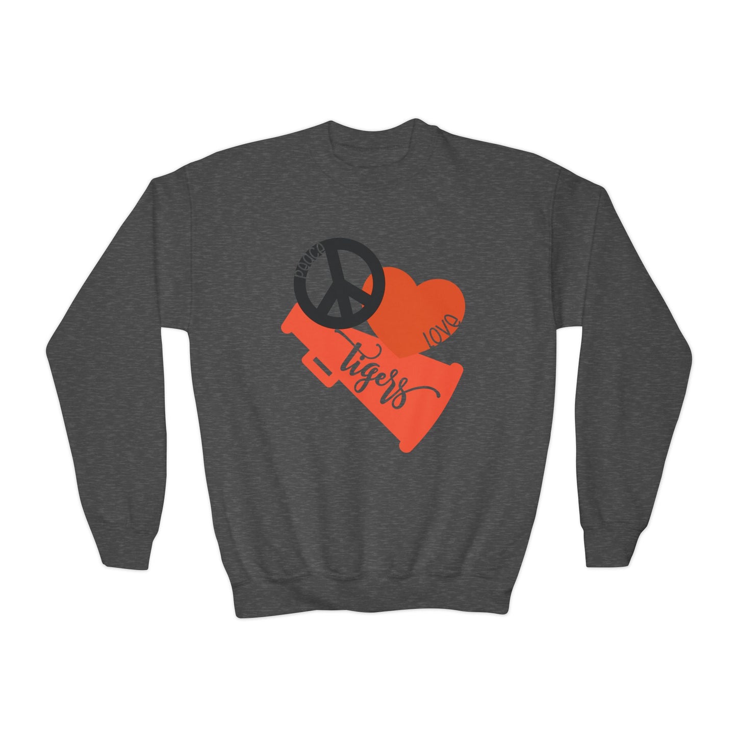 Peace Love Tigers Youth Crewneck Sweatshirt