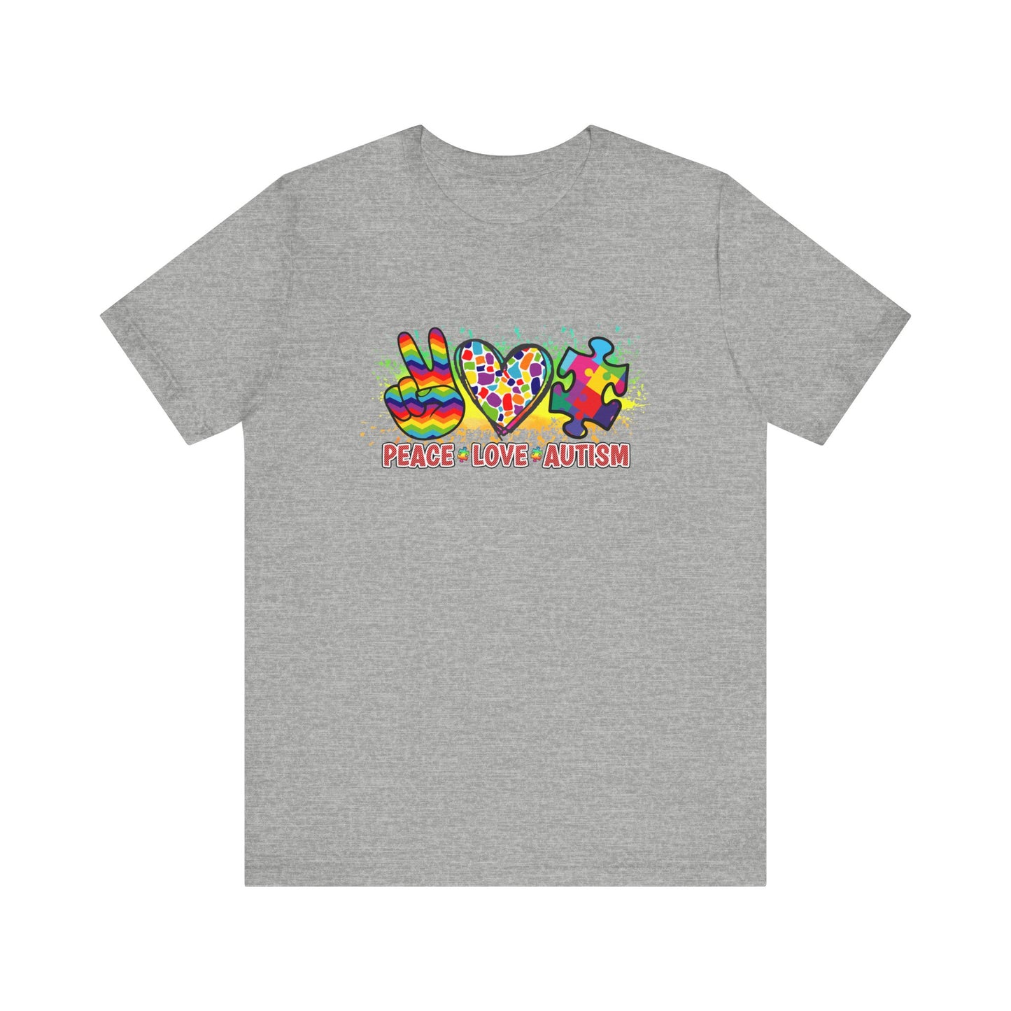 Peace Love Autism Autism Awareness Advocate Short Sleeve Tee