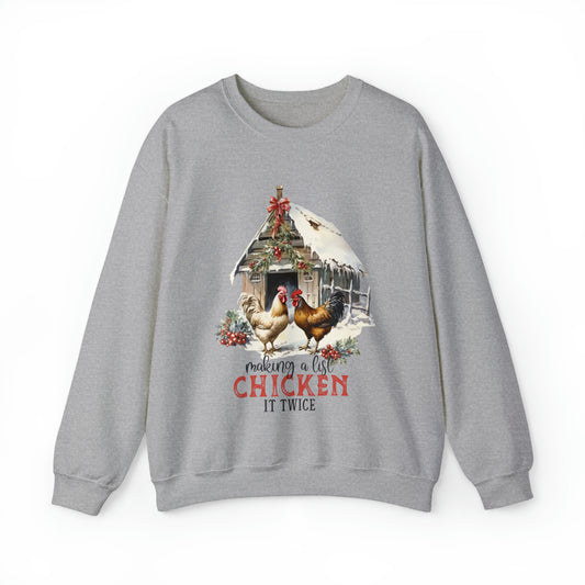 Making a List Chicken it Twice Women's Christmas Crewneck Sweatshirt