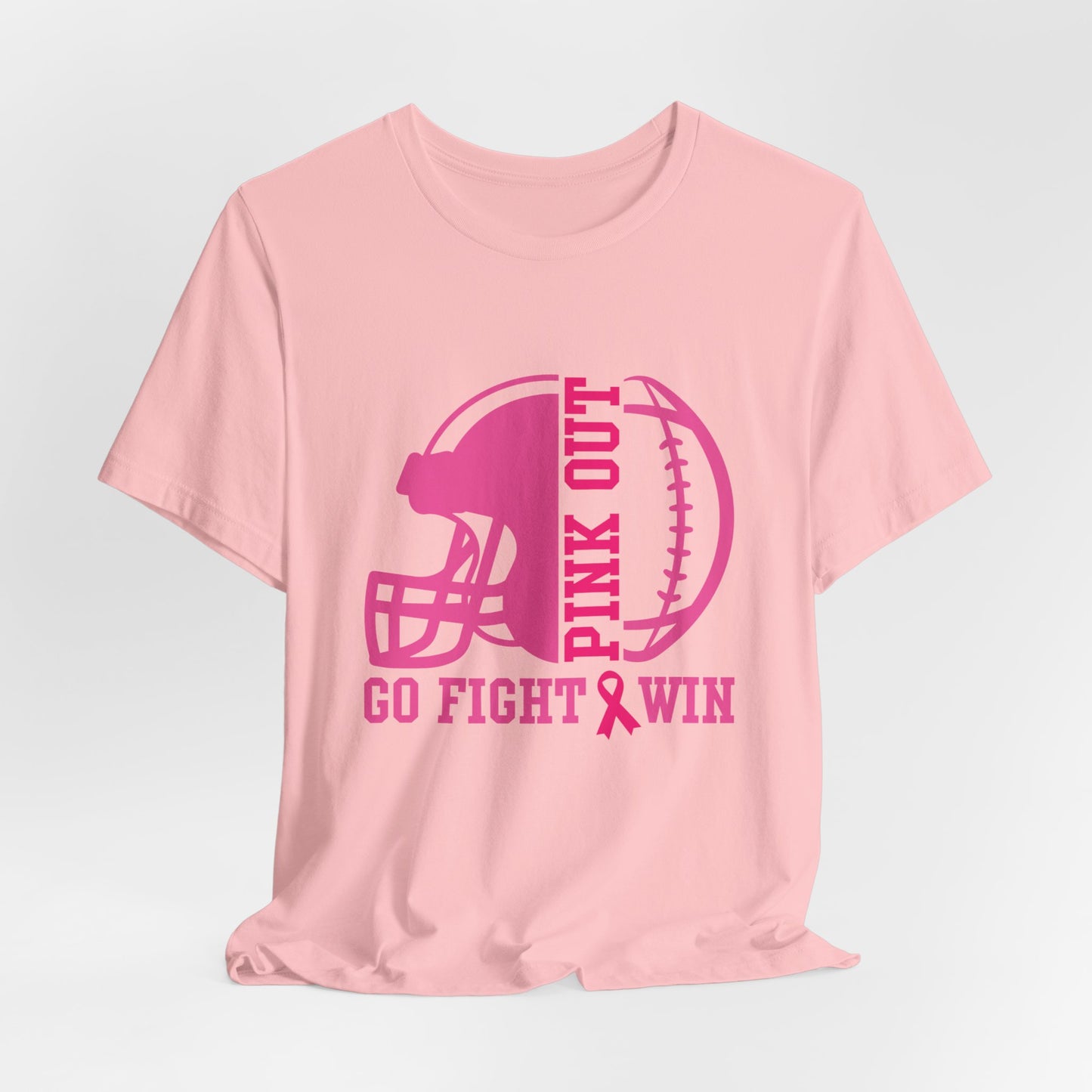 Pink Out Women's Football Go Fight Win Breast Cancer Awareness Short Sleeve Tee