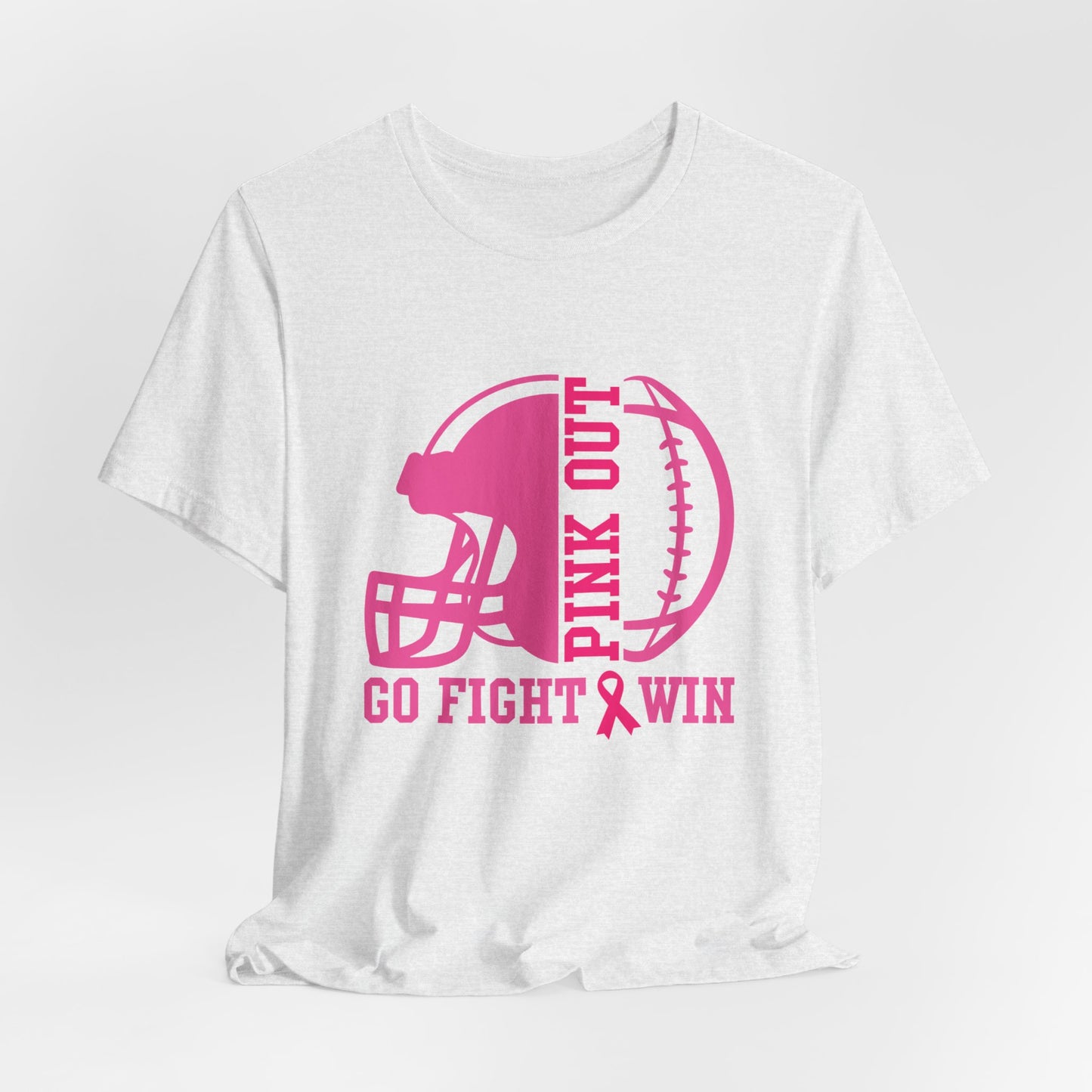 Pink Out Women's Football Go Fight Win Breast Cancer Awareness Short Sleeve Tee