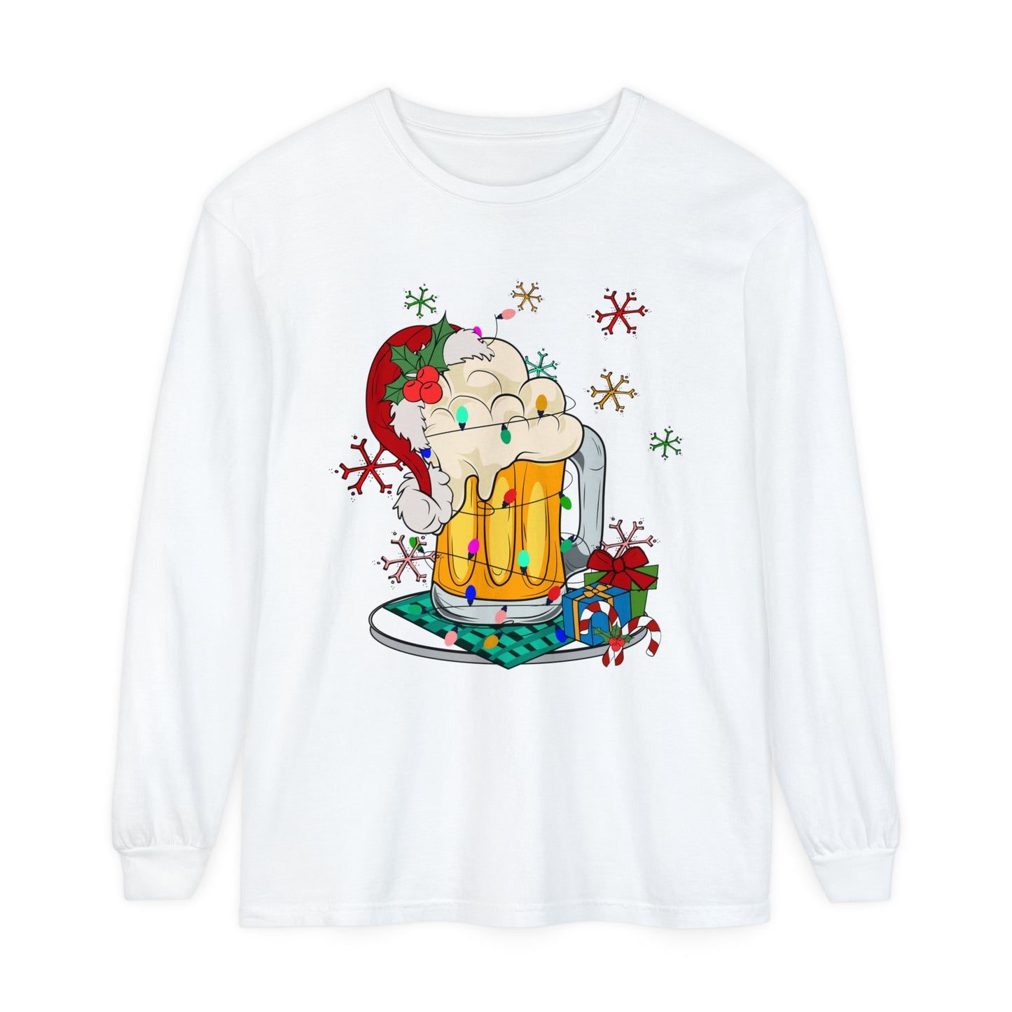 Funny Christmas Beer Adult Loose Long Sleeve T-Shirt