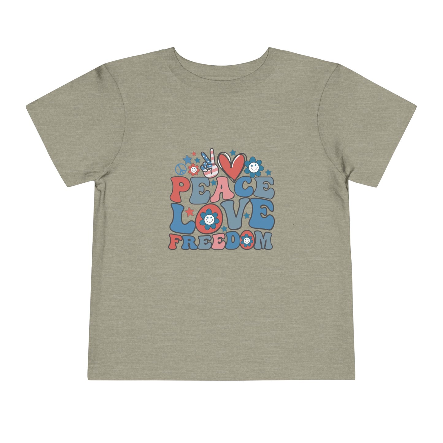 Peace Love Freedom 4th of July Toddler Short Sleeve Tee