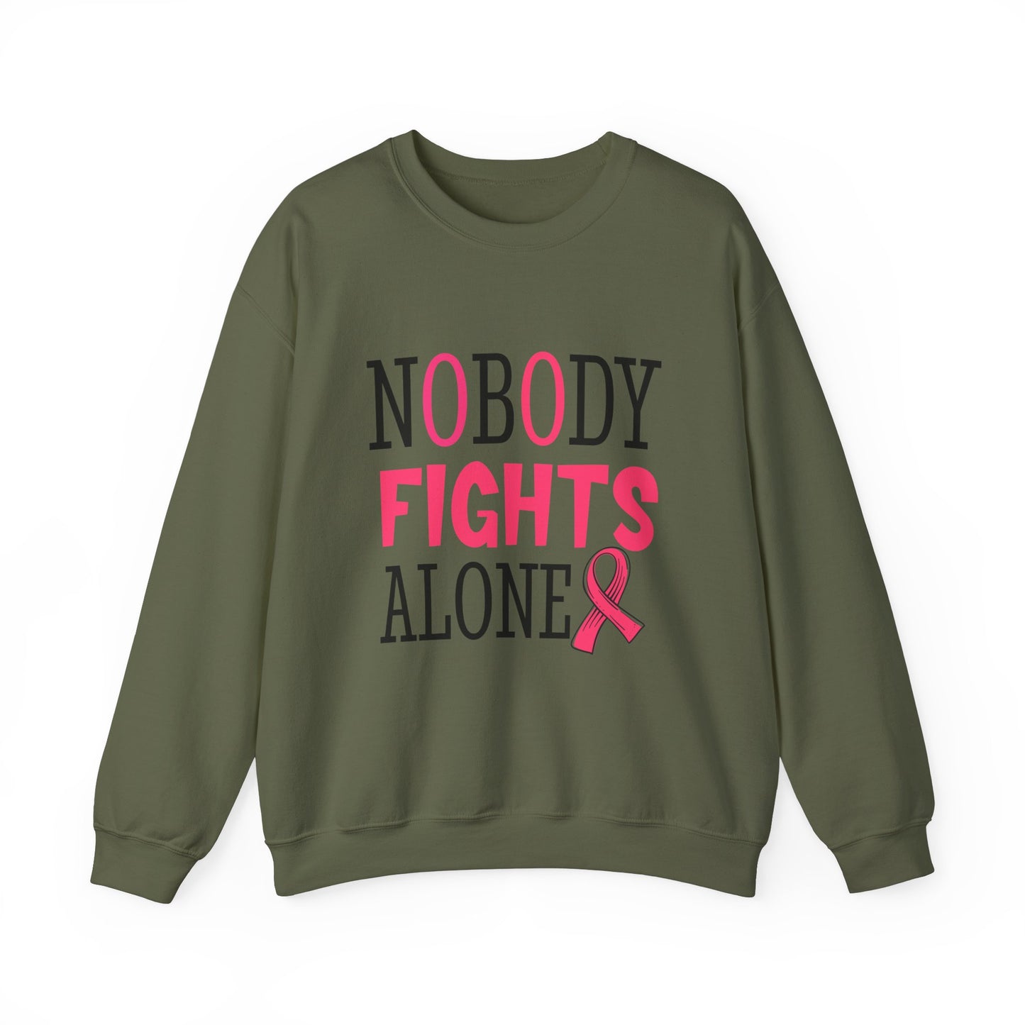 Nobody Fights Alone Breast Cancer Awareness Women's Crewneck Sweatshirt