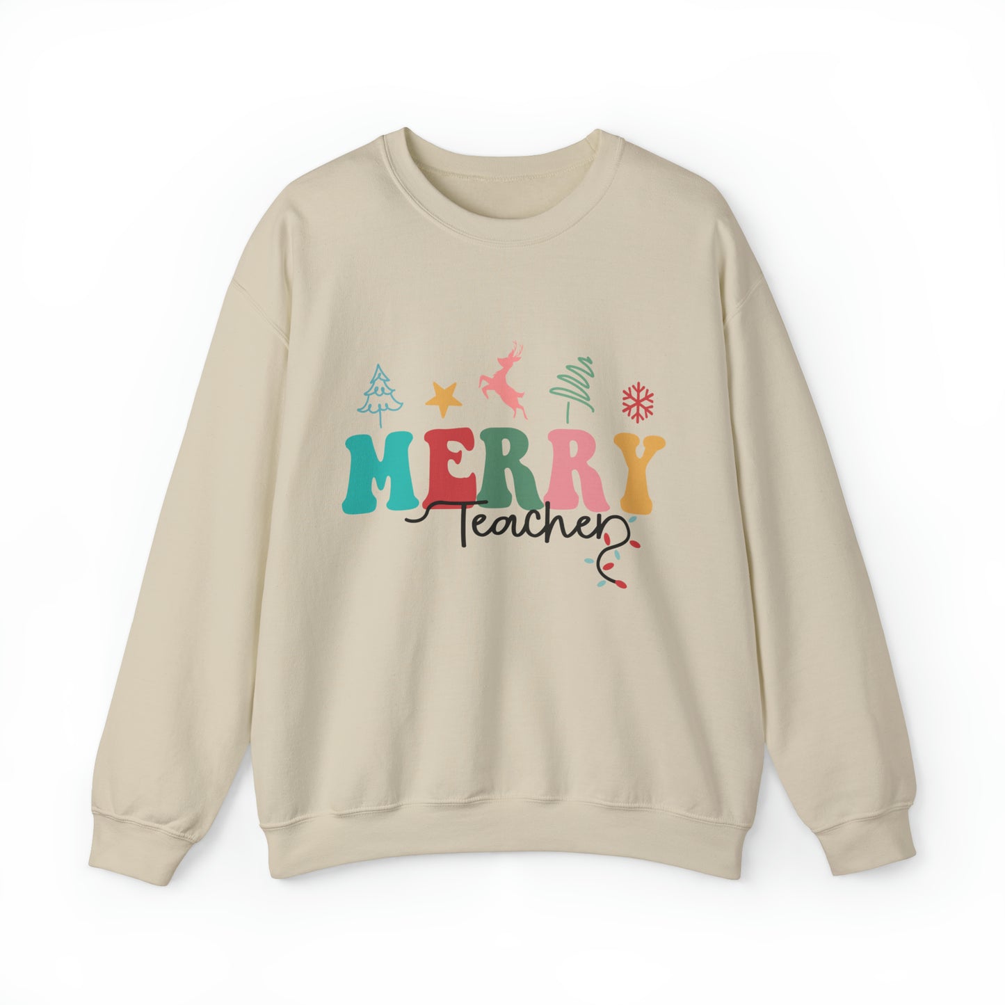 Merry Teacher Retro Women's Christmas Sweatshirt