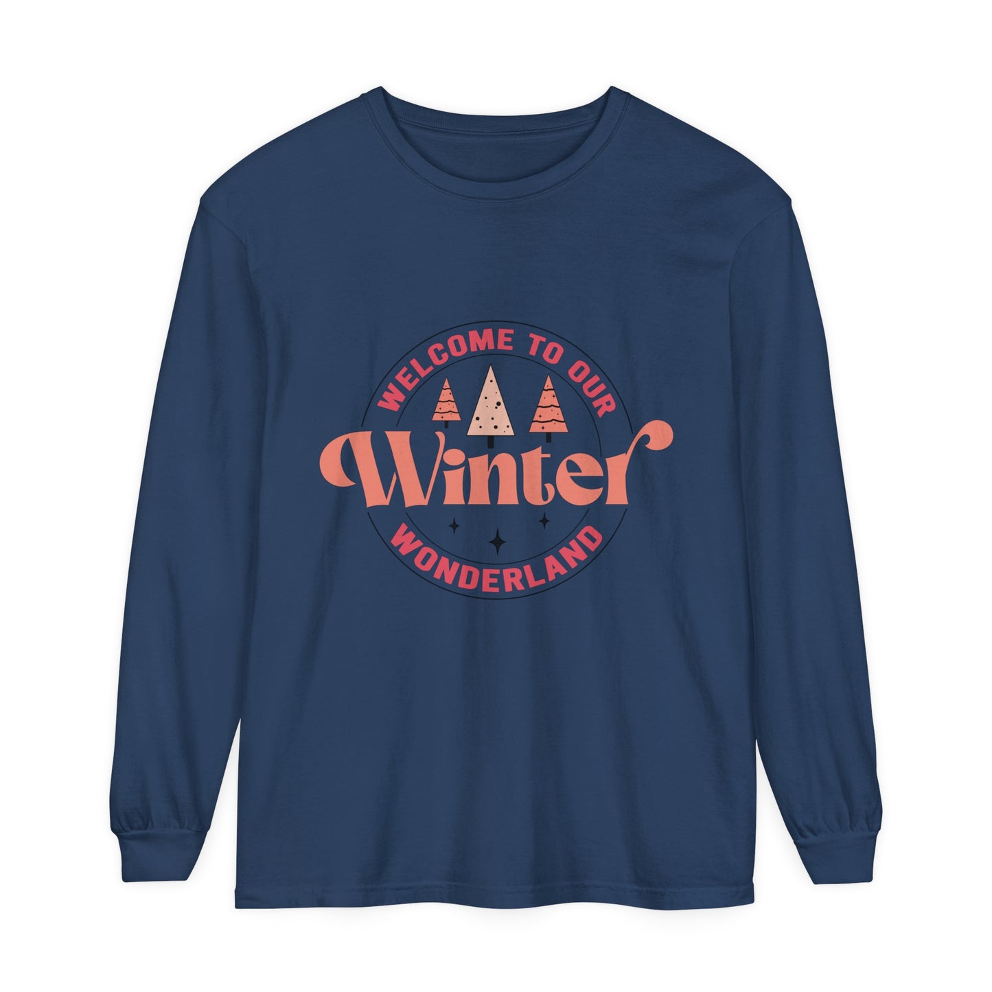 Welcome to our winter wonderland Women's Christmas Holiday Loose Long Sleeve T-Shirt