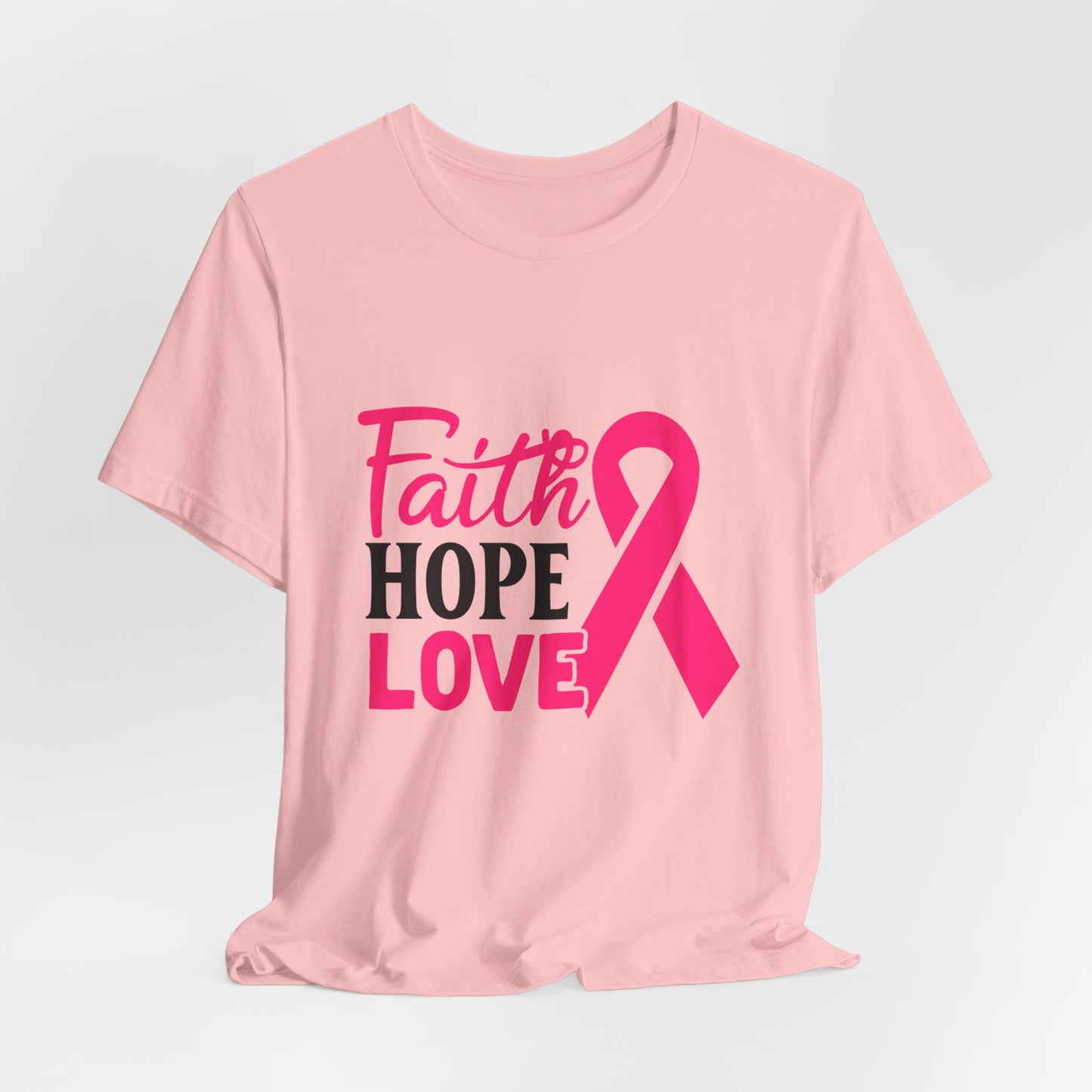 Faith Hope & Love Women's Breast Cancer Awareness Short Sleeve Tee