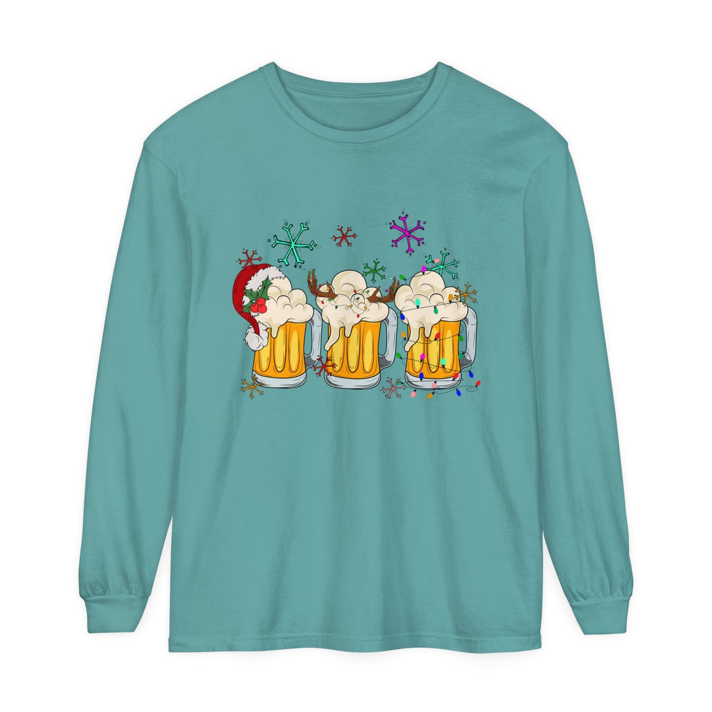 Funny Christmas Beers Adult Unisex Loose Long Sleeve T-Shirt