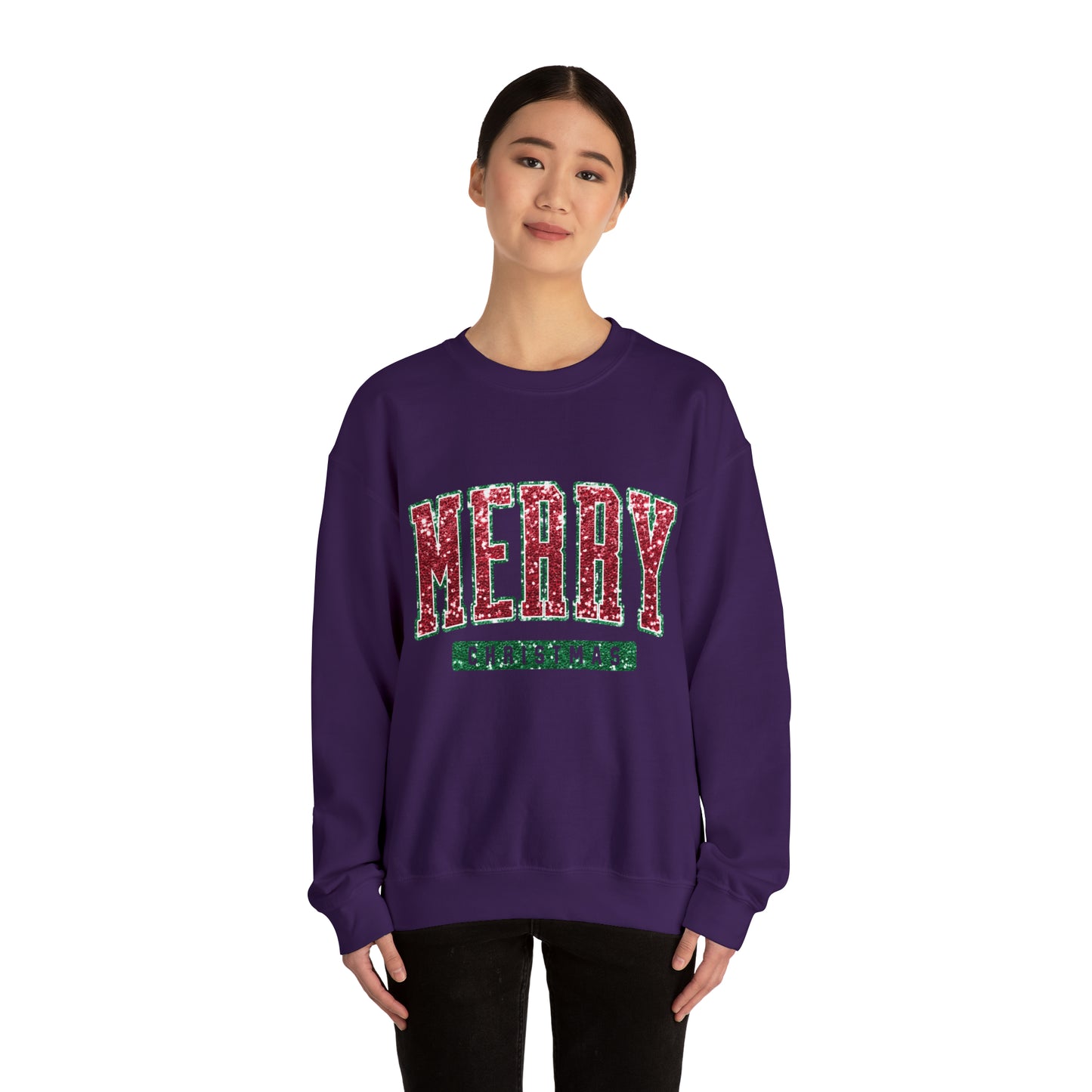 Merry Christmas Red Sparkle Women's Christmas Crewneck Sweatshirt