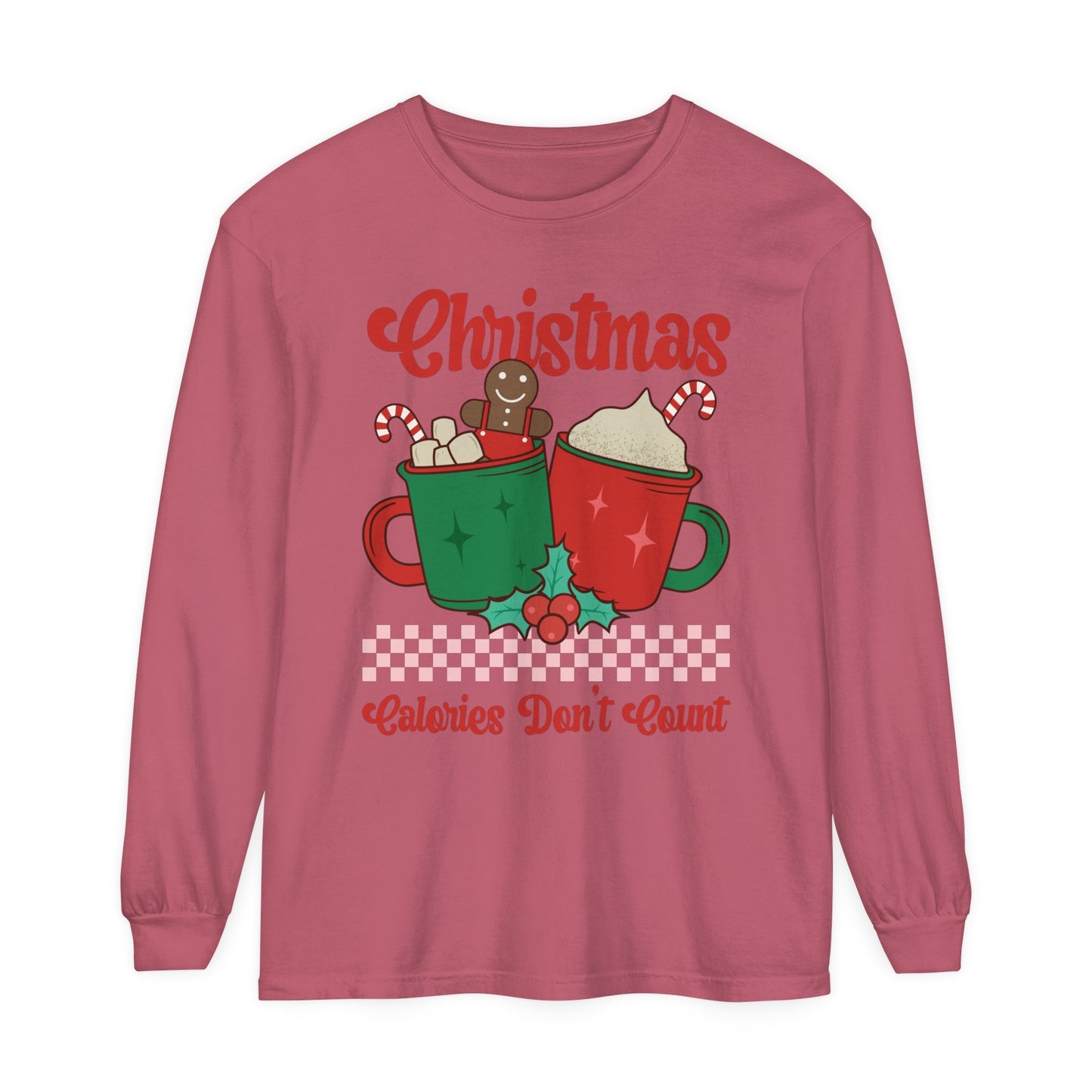 Christmas Calories Don't Count Women's Christmas Holiday Loose Long Sleeve T-Shirt