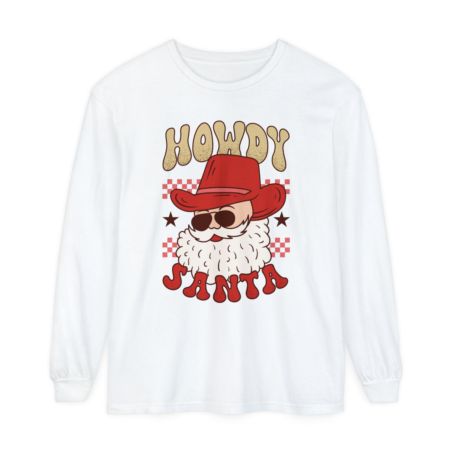 Howdy Santa Women's Christmas Holiday Loose Long Sleeve T-Shirt