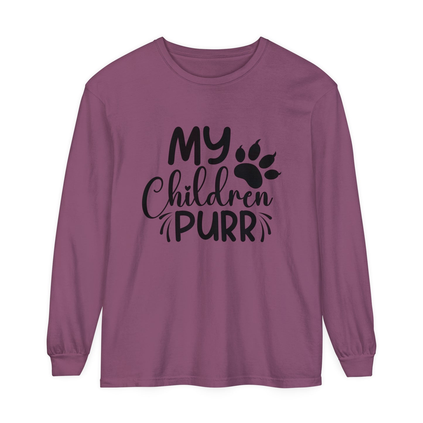 My Children Purr Cat Mom Women's Loose Long Sleeve T-Shirt