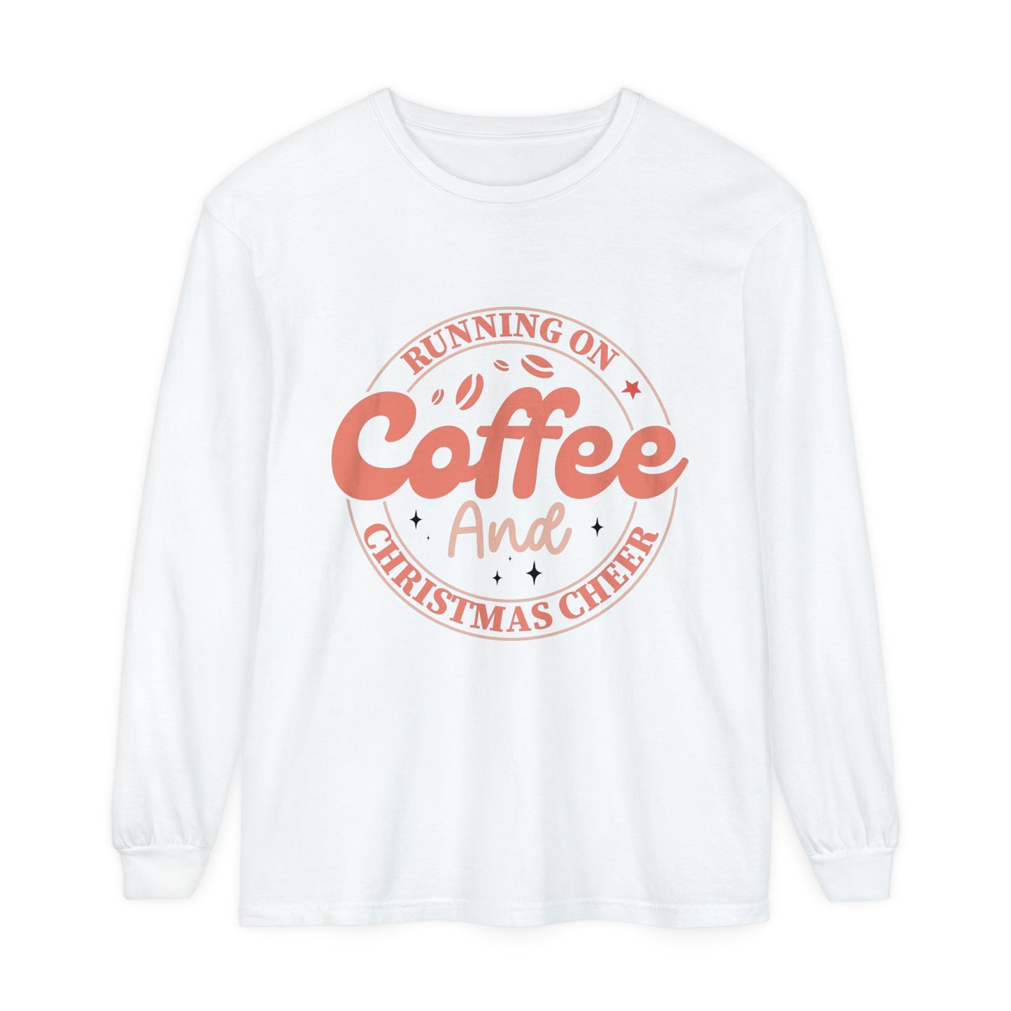 Coffee and Christmas Cheer Women's Christmas Holiday Loose Long Sleeve T-Shirt