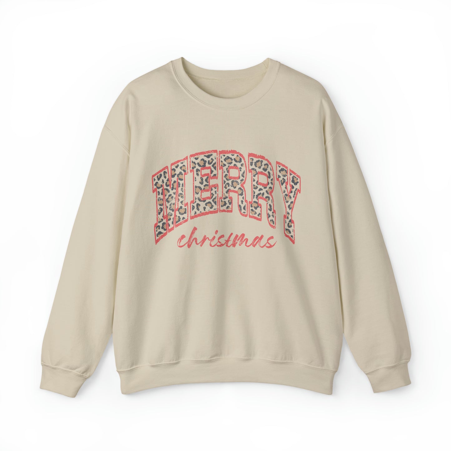 Women's Merry Christmas Sweatshirt with Leopard Print