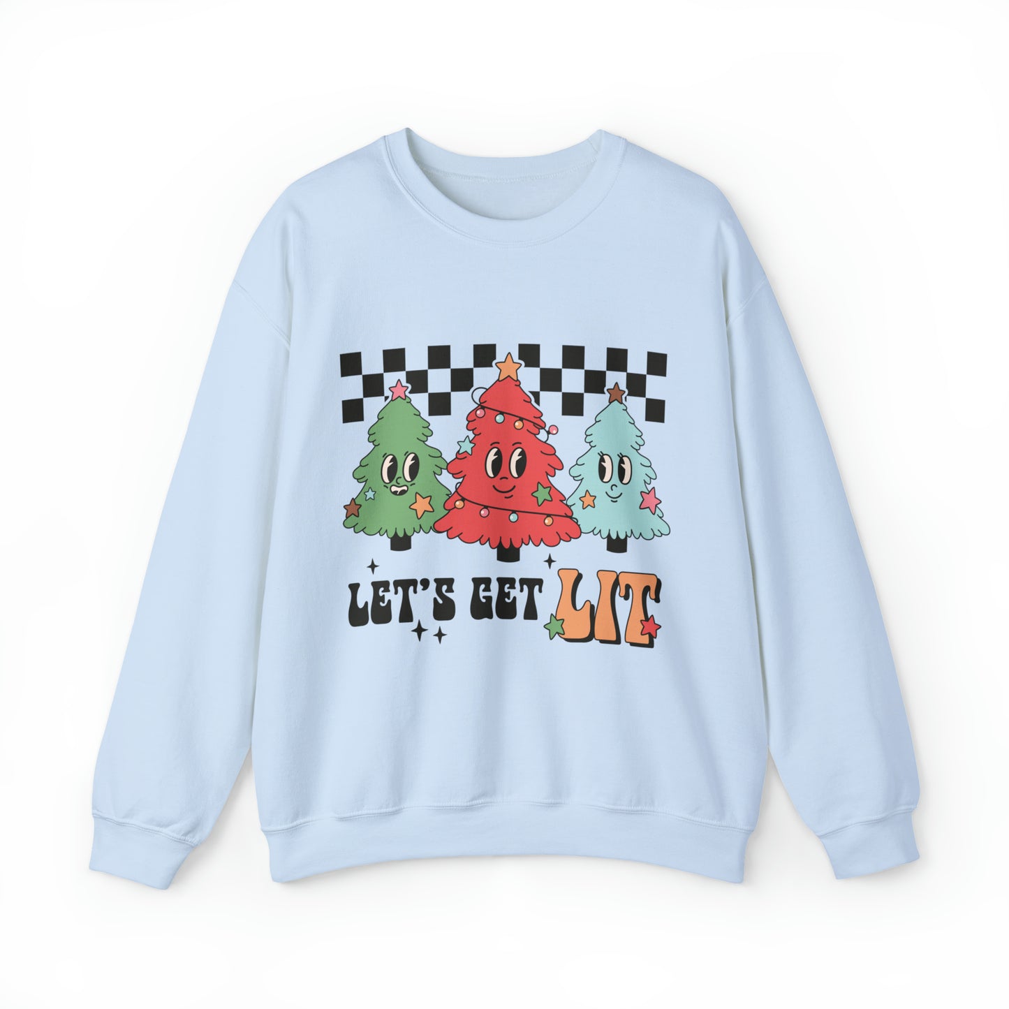 Let's get lit Christmas Tree Funny Adult Crewneck Sweatshirt