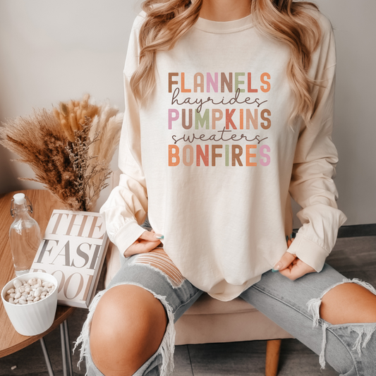 Flannels & Pumpkins Loose Long Sleeve T-Shirt