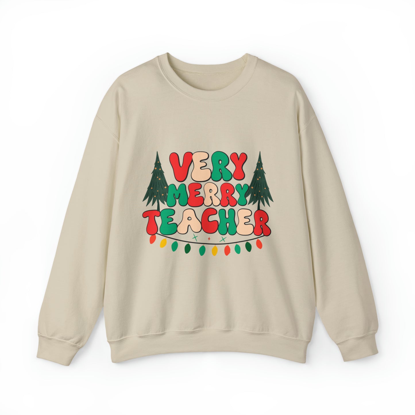 Very Merry Teacher Women's Christmas Winter Crewneck Sweatshirt