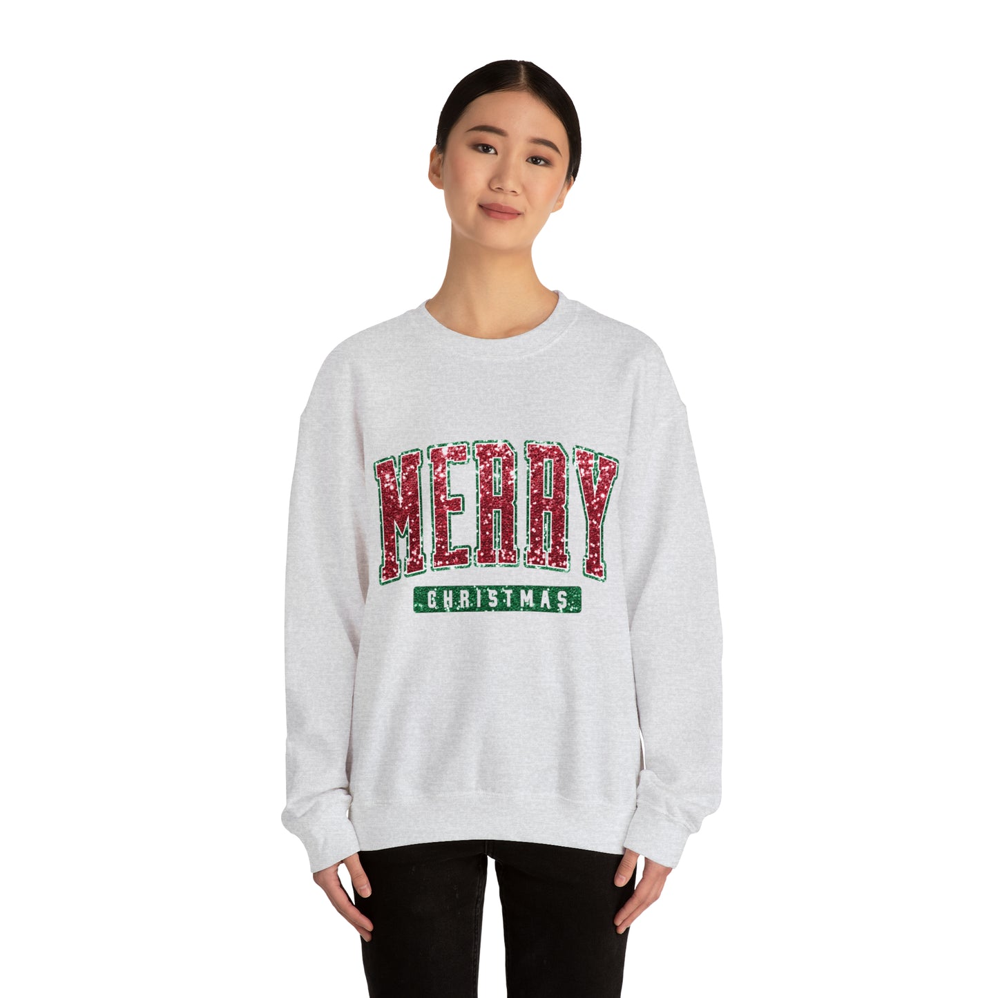 Merry Christmas Red Sparkle Women's Christmas Crewneck Sweatshirt