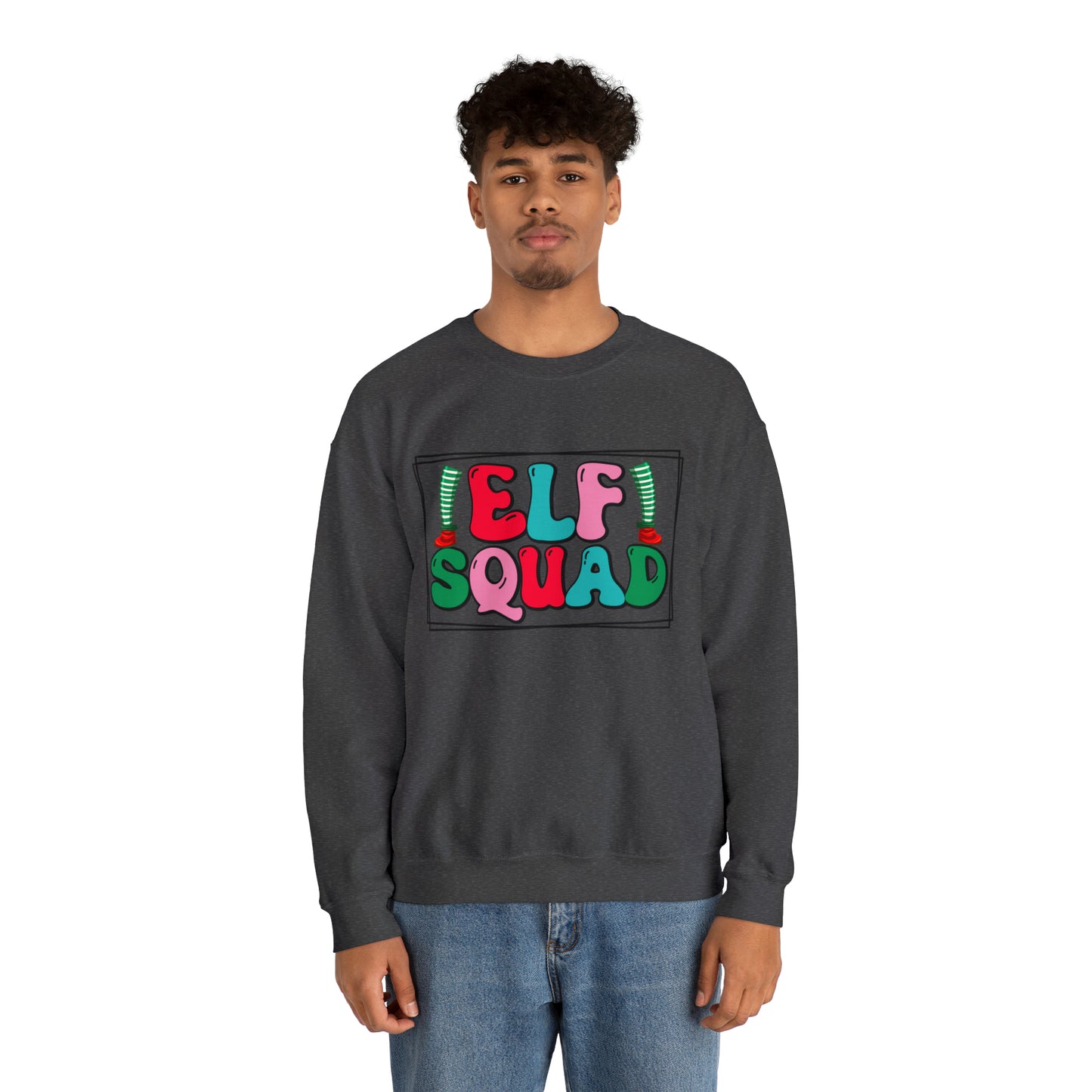 Elf Squad Family Group Christmas Holiday Adult Crewneck Sweatshirt